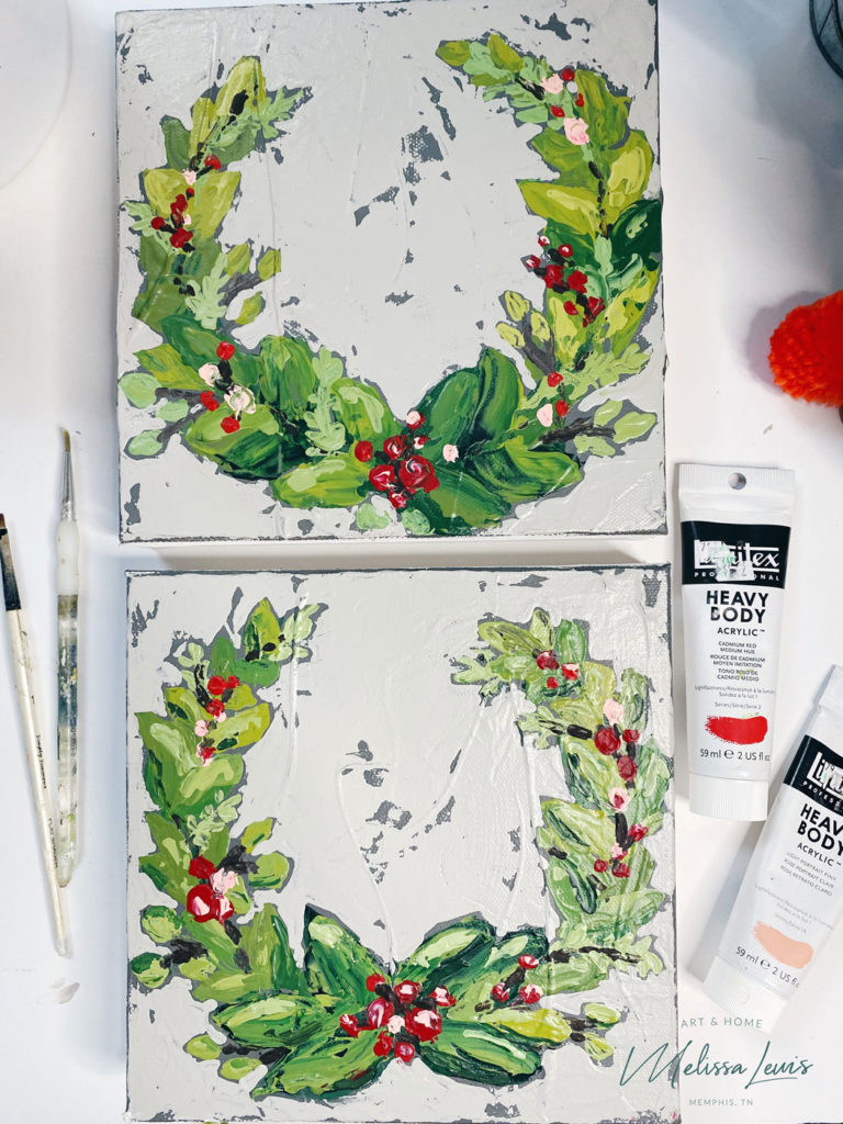 How To Paint A Christmas Wreath by artist Melissa Lewis