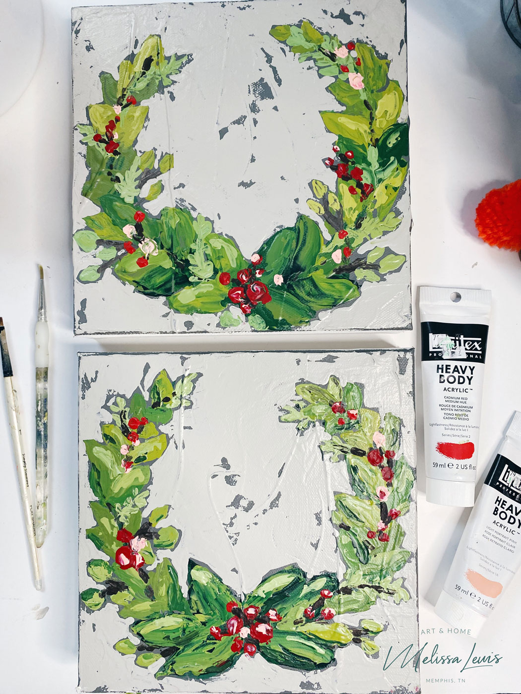 How To Paint A Christmas Wreath – Melissa Lewis Art