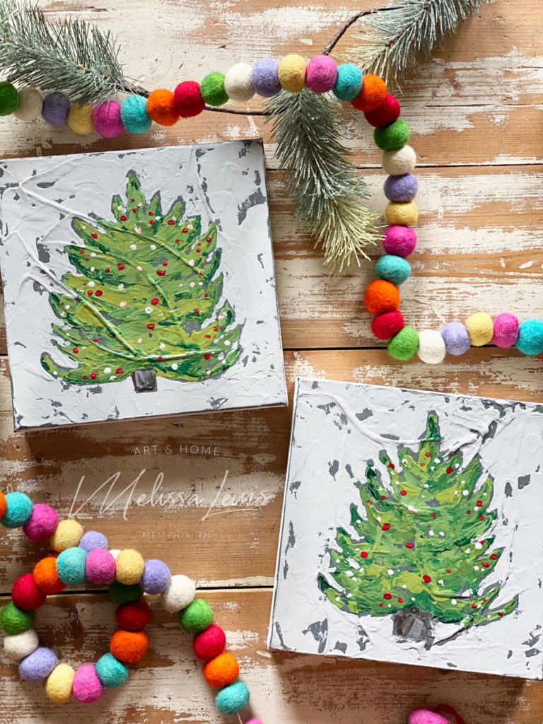 How To Paint A Christmas Tree On Canvas Tutorial by artist Melissa Lewis