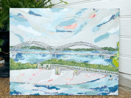 Contemporary painting of the famous Memphis, TN bridge and Mud Island.